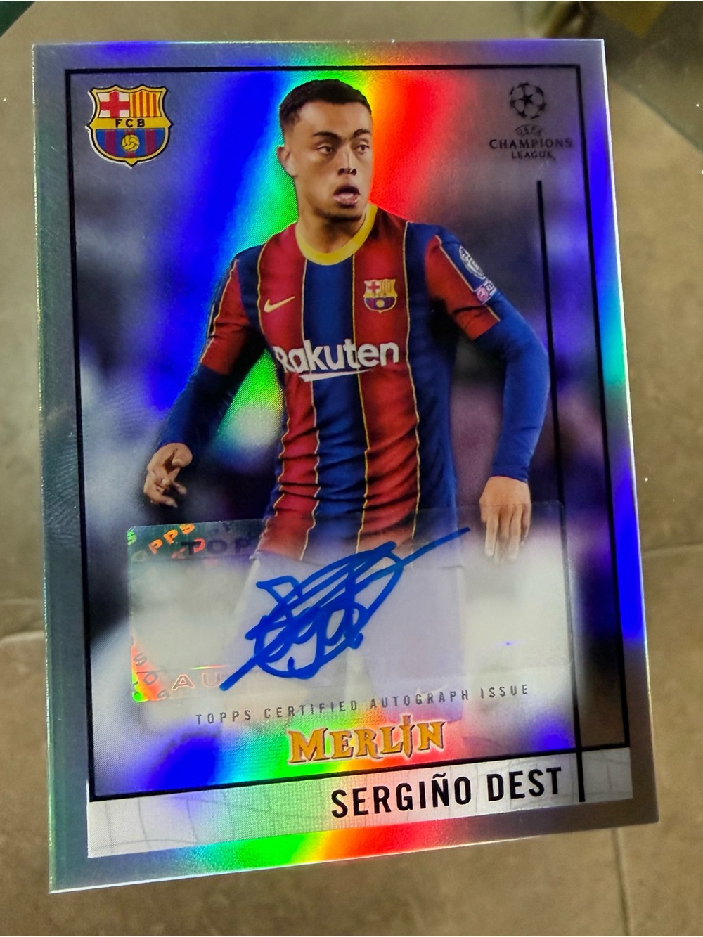 2020-21 Topps Merlin Chrome Soccer UEFA Sergino Dest Auto